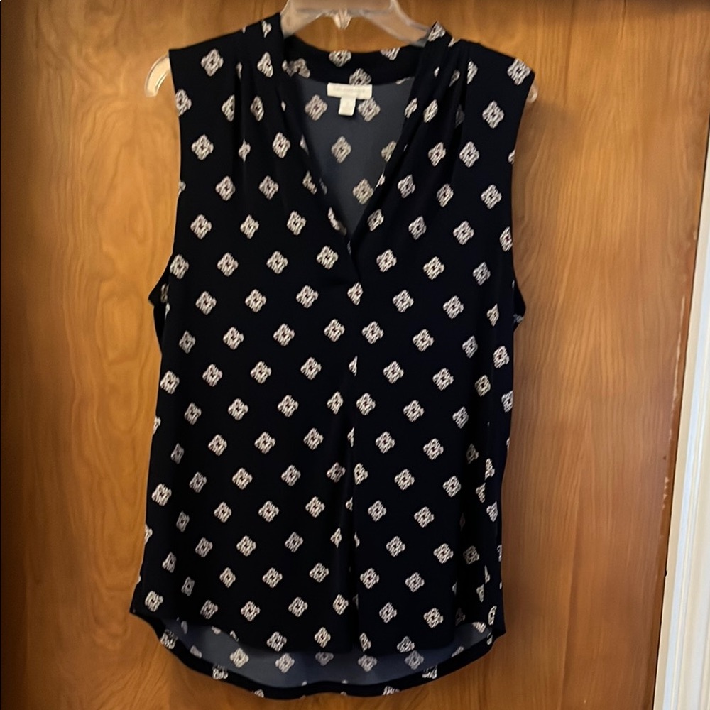 Charter Club Blue Green Blouse V-Neck Relaxed Fit